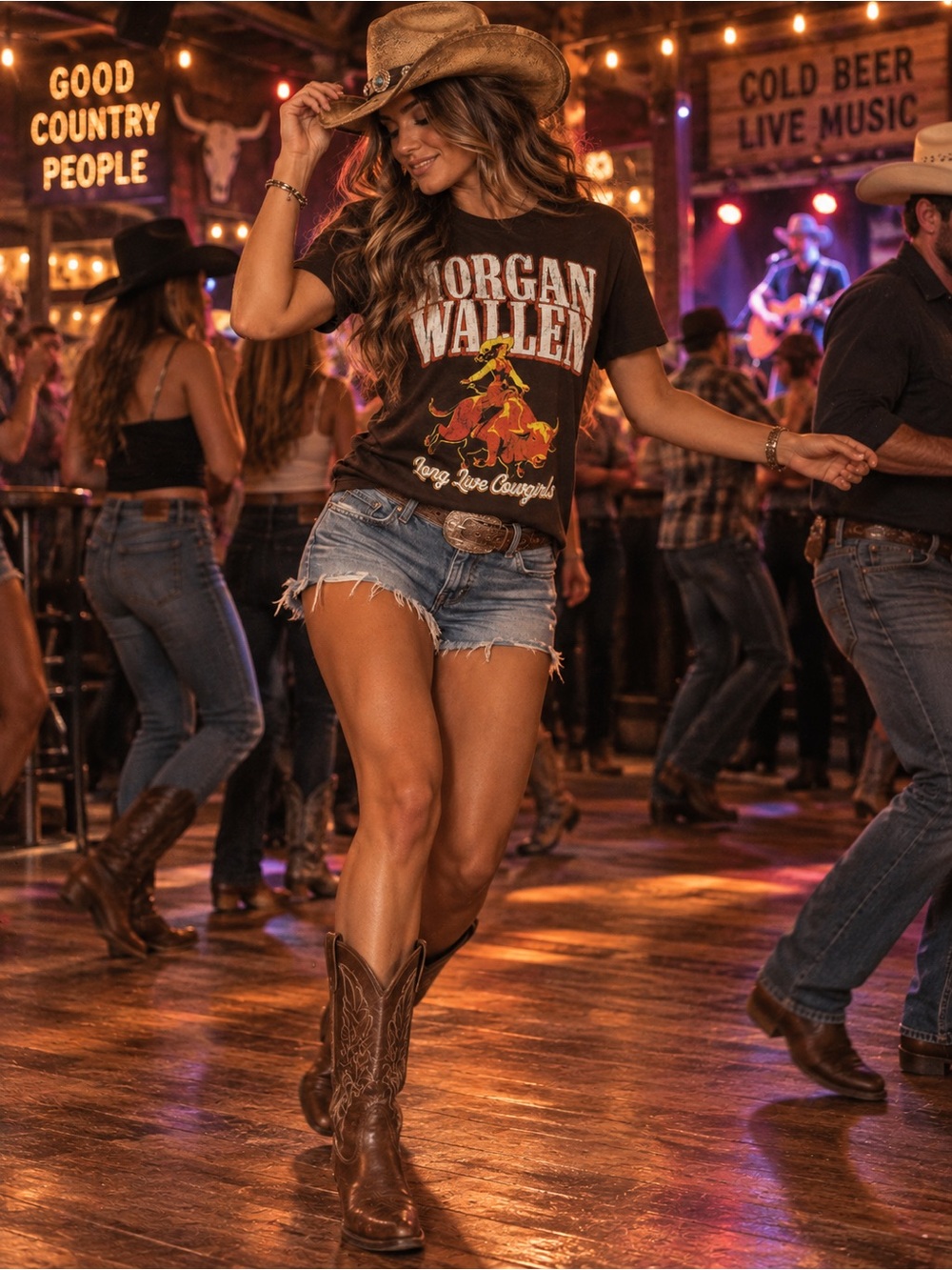 Morgan Wallen Black Short Sleeve Graphic Tee - Women's Crew